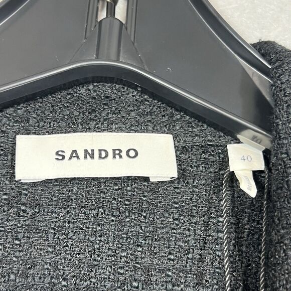 SANDRO Short Coat Mini Dress Pleated H20ROSSA Tweed BLACK US 8/ FR 40 $445 NEW! - Picture 10 of 15